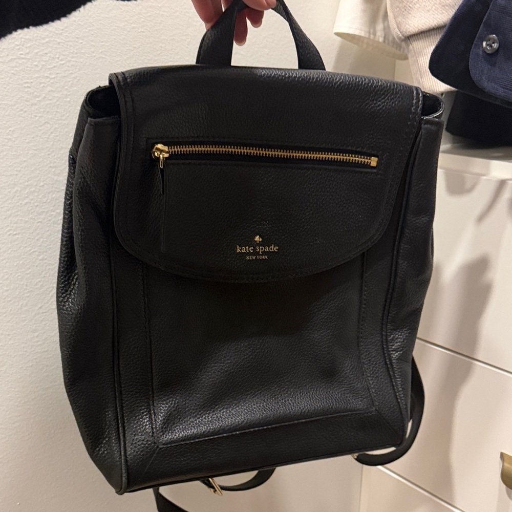 Kate Spade Black soft leather Backpack